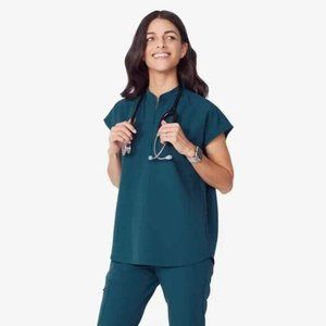 FIGS Technical Collection women XS Mandarin Collar Scrub Top